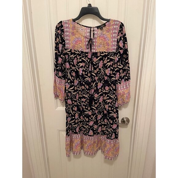 Bohemian Floral Suzanne Betro Women Dress XL Rayon Multicolor 3/4 balloon sleeve - Picture 1 of 16